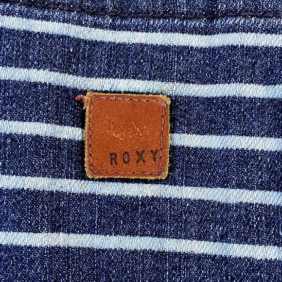 Roxy Contrast Denim Beaded Shorts Womens Size 28 Multicolor Frayed Hem Stripes - Picture 8 of 16